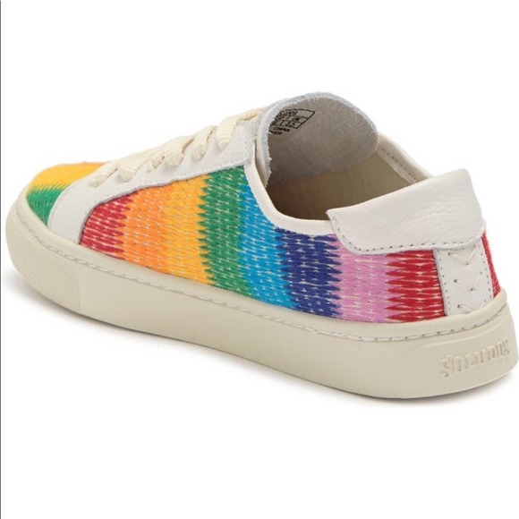 Soludos Womens Low Top Sneakers Rainbow Stripe Embroidered Organic Cotton Size 7 - Picture 2 of 16